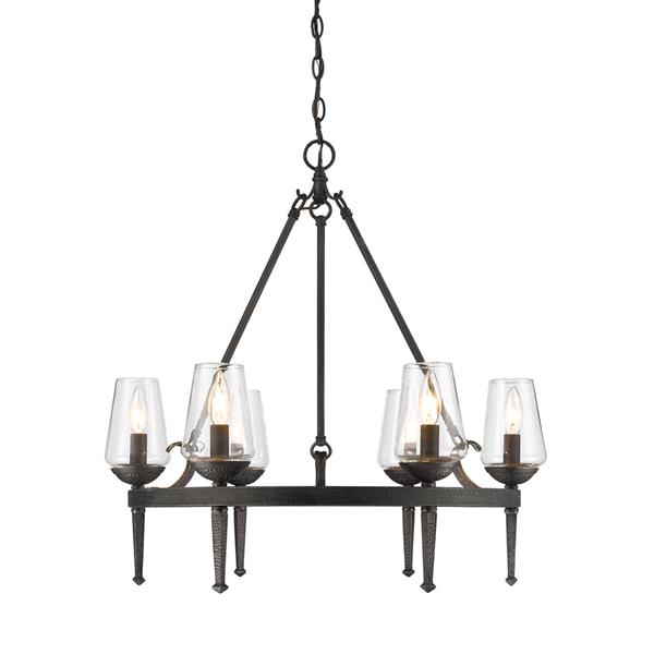 Golden Lighting Marcellis 6-Light Chandelier with Glass - Dark Iron
