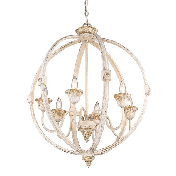 Golden Lighting Jules 6-Light Chandelier - Antique Ivory