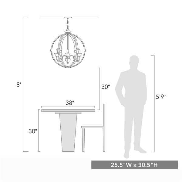 Golden Lighting Jules 6-Light Chandelier - Antique Ivory