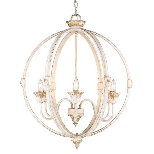 Golden Lighting Jules 6-Light Chandelier - Antique Ivory