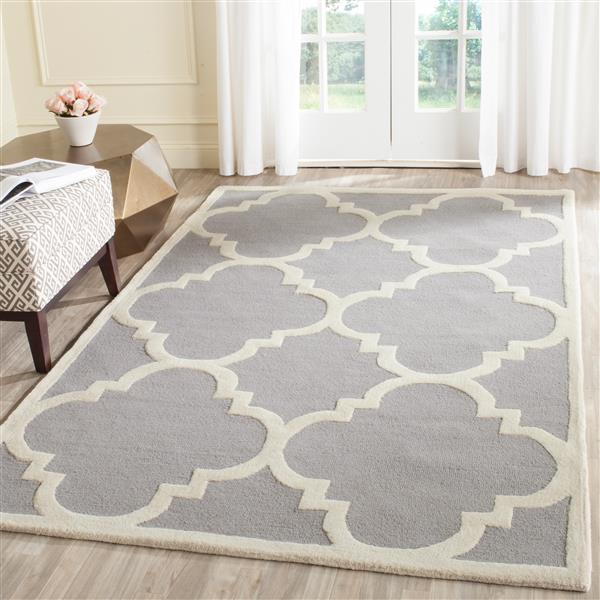 Safavieh Cambridge Trellis Rug - 4-ft x 6-ft - Wool - Silver