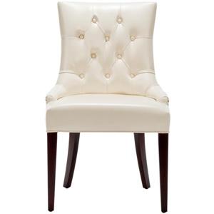 Safavieh Amanda Leather Tufted Chair - 19" - Nickel/Off-White