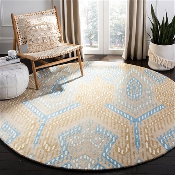 Safavieh Wyndham Round Rug 7' x 7' Blue/Ivory WYD373C7R RONA