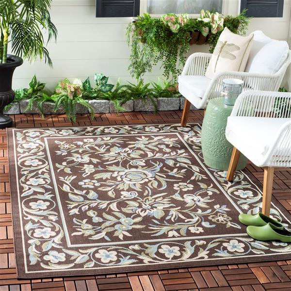 Safavieh Veranda Rug - 4-ft x 5-ft 6-in - Chocolate/Aqua