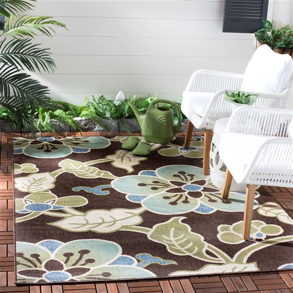 Safavieh Veranda Rug - 4-ft x 5-ft 6-in - Chocolate/Aqua