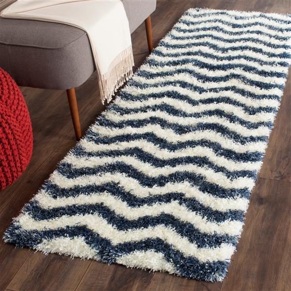 Safavieh Montreal Shag Rug - 2-ft 3-in x 7-ft - Ivory/Blue