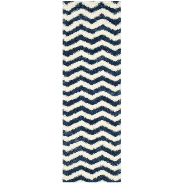 Safavieh Montreal Shag Rug - 2-ft 3-in x 7-ft - Ivory/Blue