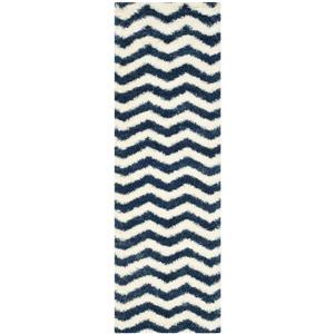 Safavieh Montreal Shag Rug - 2-ft 3-in x 7-ft - Ivory/Blue