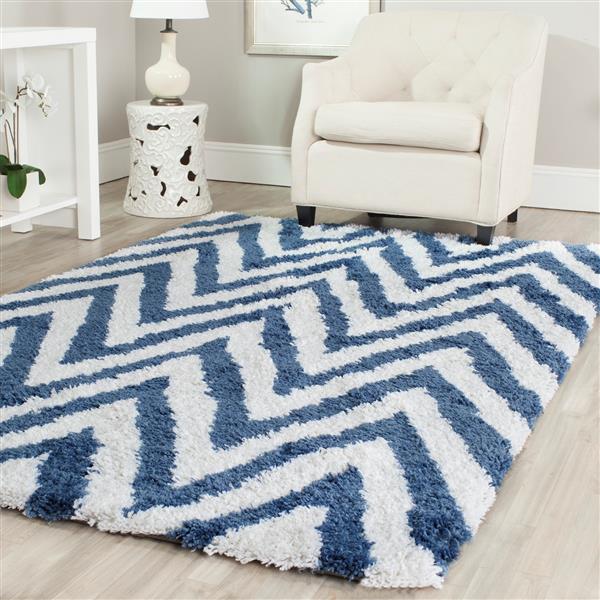Safavieh Shag Rug - 8-ft 8-in x  12-ft - Ivory/Blue