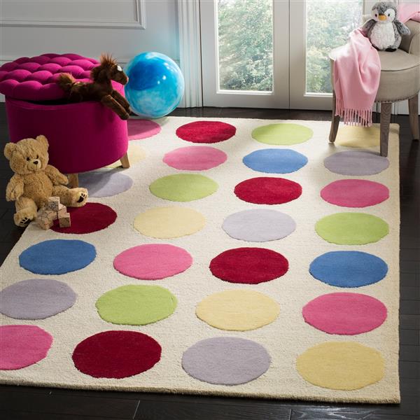 Safavieh Kids Polka Dot Rug - 8-ft x 10-ft - Wool - Ivory