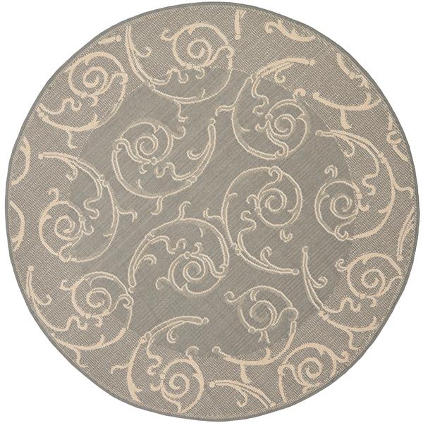 Safavieh Courtyard Rug - 5.3-ft x 5.3-ft - Polypropylene - Gray/Natural