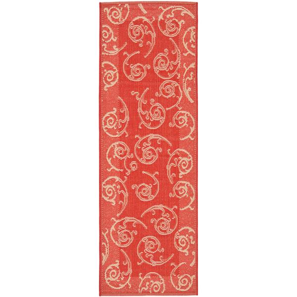 Red Polyporene Rug Safavieh Courtyard Rug - 2.3-ft x 10-ft - Polypropylene - Red/Natural ...
