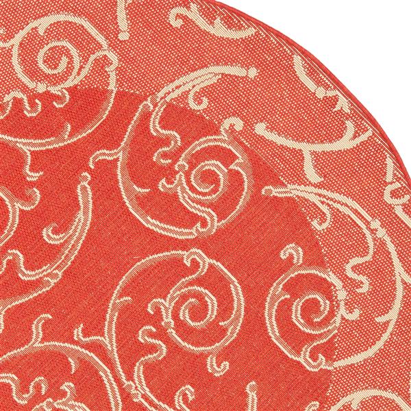 Safavieh Courtyard Rug - 5.3-ft x 5.3-ft - Polypropylene - Red/Natural