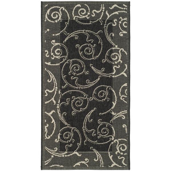 Safavieh Courtyard Rug - 2.6-ft x 5-ft - Polypropylene - Black/Sand