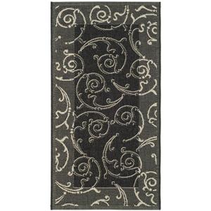 Safavieh Courtyard Rug - 2.6-ft x 5-ft - Polypropylene - Black/Sand