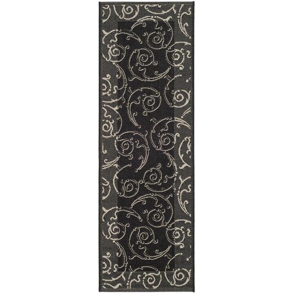 Safavieh Courtyard Rug - 2.3-ft x 6.6-ft - Polypropylene - Black/Sand