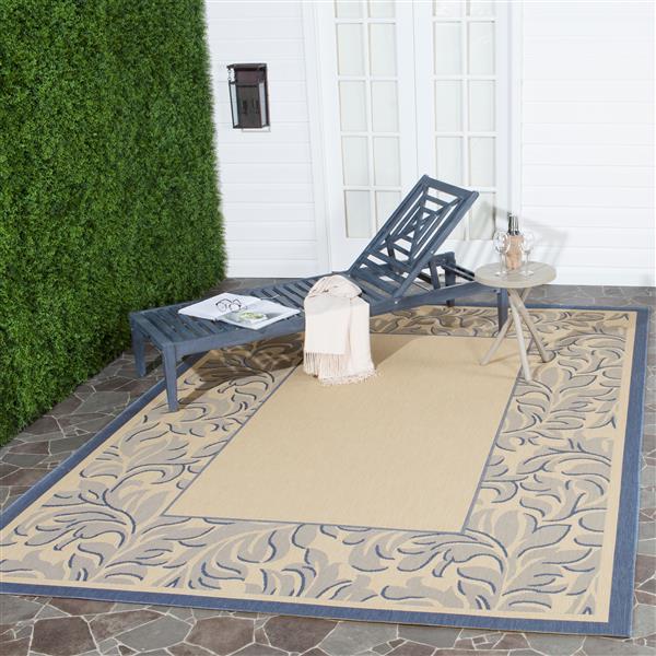 Safavieh Courtyard Rug - 4-ft x 5.6-ft - Polypropylene - Blue/Natural