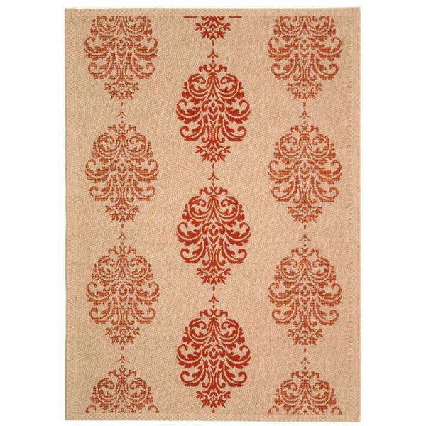 Safavieh Courtyard Damask Rug - 4-ft x 5.6-ft - Polypropylene - Natural