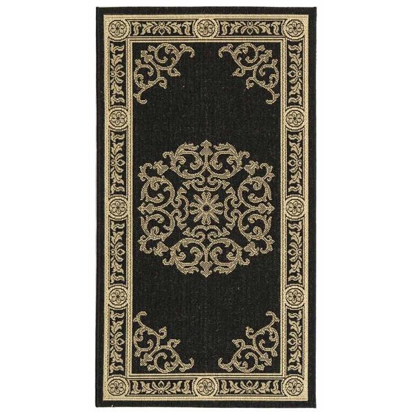 Safavieh Courtyard Border Rug - 4-ft x 5.6-ft - Polypropylene - Black