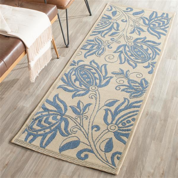 Safavieh Courtyard Rug - 2.3-ft x 6.6-ft - Polypropylene - Blue/Natural