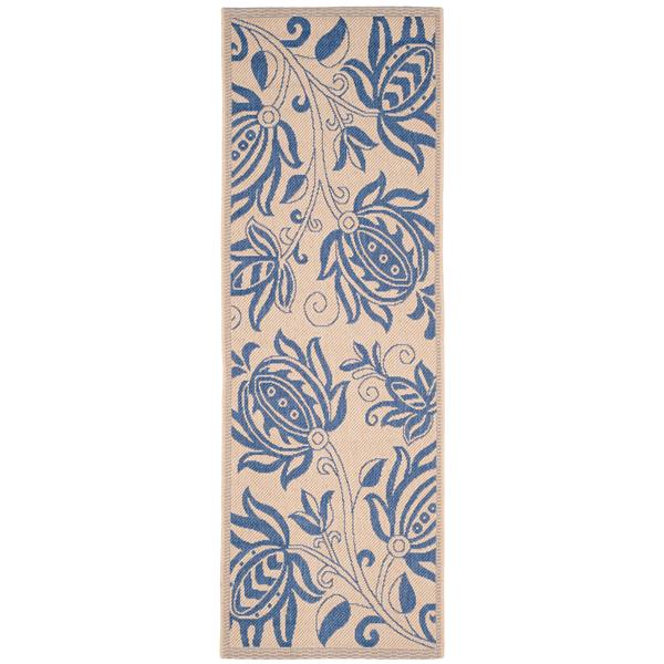 Safavieh Courtyard Rug - 2.3-ft x 6.6-ft - Polypropylene - Blue/Natural