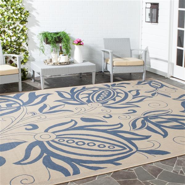 Safavieh Courtyard Rug - 2.6-ft x 5-ft - Polypropylene - Blue/Natural