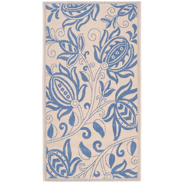 Safavieh Courtyard Rug - 2.6-ft x 5-ft - Polypropylene - Blue/Natural