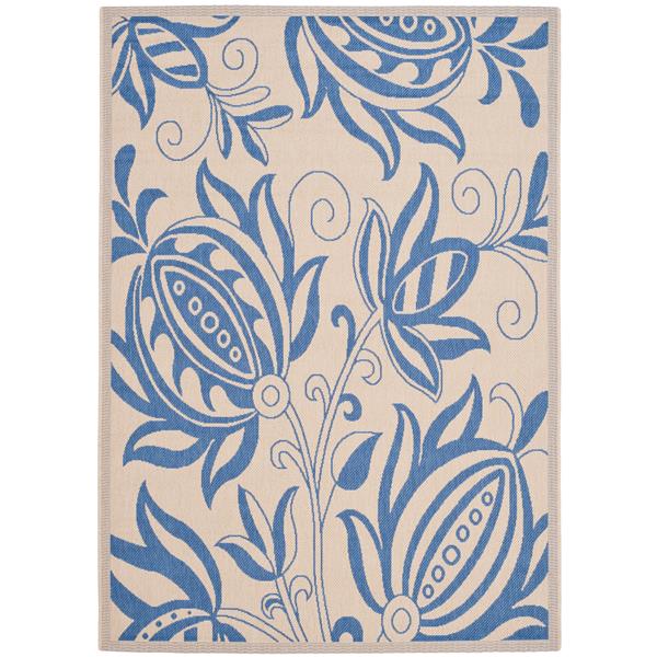 Safavieh Courtyard Rug - 4-ft x 5.6-ft - Polypropylene - Blue/Natural