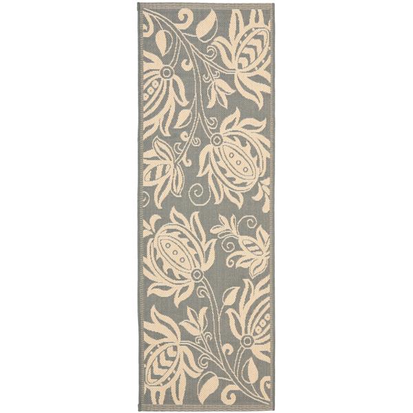 Safavieh Courtyard Rug - 2.3-ft x 10-ft - Polypropylene - Gray/Natural