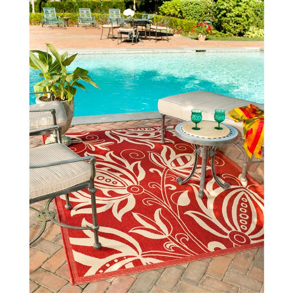 Safavieh Courtyard Rug - 5.3-ft x 7.6-ft - Polypropylene - Red/Natural