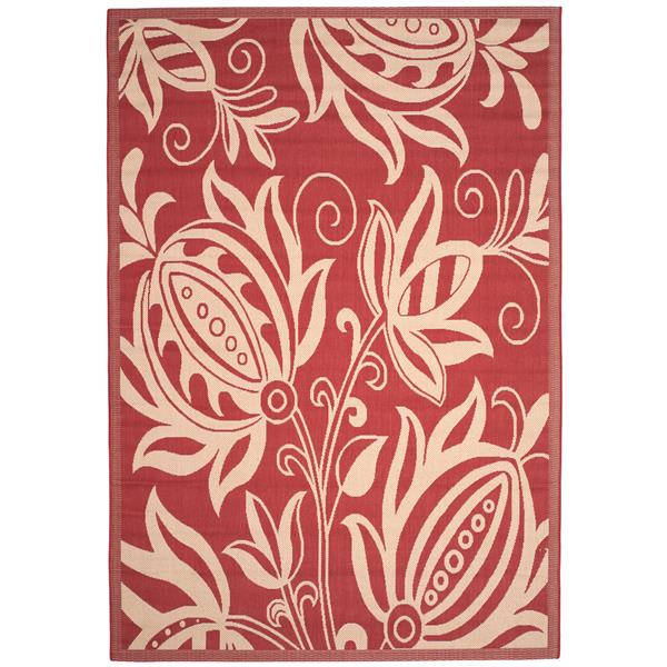 Safavieh Courtyard Rug - 5.3-ft x 7.6-ft - Polypropylene - Red/Natural