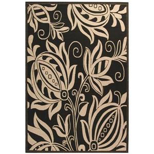 Safavieh Courtyard Floral Rug - 4-ft x 5.6-ft - Polypropylene - Black