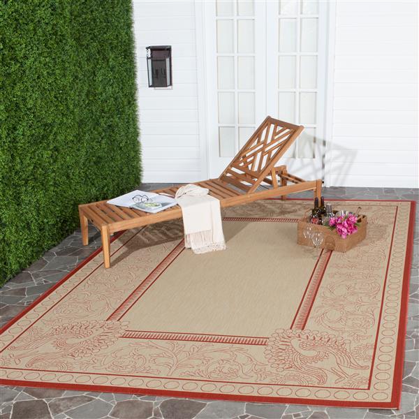 Safavieh Courtyard Rug - 5.3-ft x 7.6-ft - Polypropylene - Red/Natural