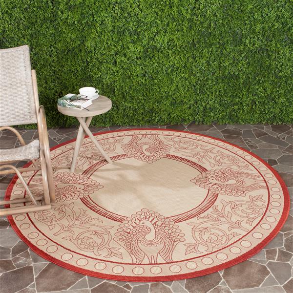 Safavieh Courtyard Rug - 5.3-ft x 5.3-ft - Polypropylene - Red/Natural