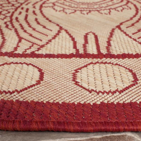 Safavieh Courtyard Rug - 5.3-ft x 5.3-ft - Polypropylene - Red/Natural