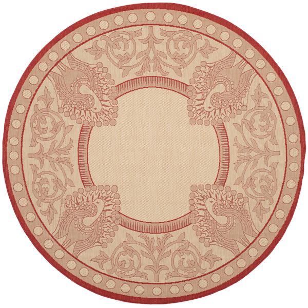 Safavieh Courtyard Rug - 5.3-ft x 5.3-ft - Polypropylene - Red/Natural