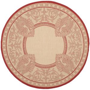 Safavieh Courtyard Rug - 5.3' x 5.3' - Polypropylene - Red/Natural