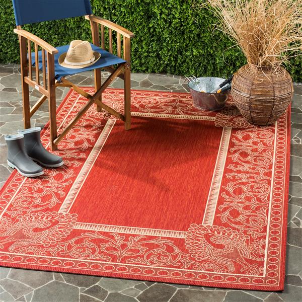 Safavieh Courtyard Rug - 2.6-ft x 5-ft - Polypropylene - Red/Natural