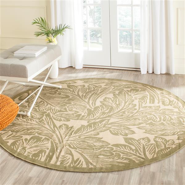 Safavieh Courtyard Rug - 5.3-ft x 5.3-ft - Polypropylene - Olive/Natural