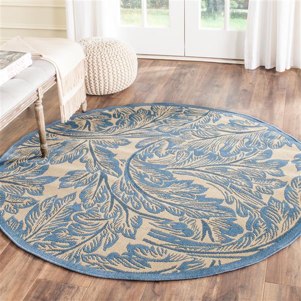 Safavieh Courtyard Rug - 5.3-ft x 5.3-ft - Polypropylene - Blue/Natural