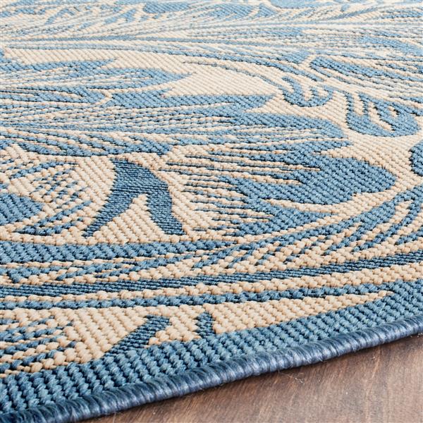 Safavieh Courtyard Rug - 5.3-ft x 5.3-ft - Polypropylene - Blue/Natural