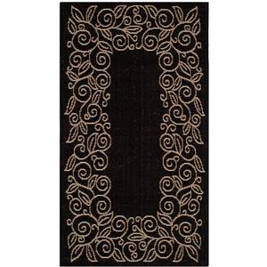 Safavieh Courtyard Rug - 2.6-ft x 5-ft - Polypropylene - Black/Beige