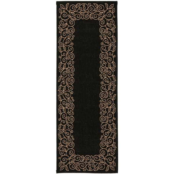 Safavieh Courtyard Rug - 2.3-ft x 6.6-ft - Polypropylene - Black/Beige