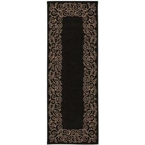 Safavieh Courtyard Rug - 2.3-ft x 6.6-ft - Polypropylene - Black/Beige