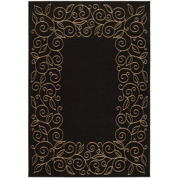 Safavieh Courtyard Rug - 5.3-ft x 7.6-ft - Polypropylene - Black/Beige