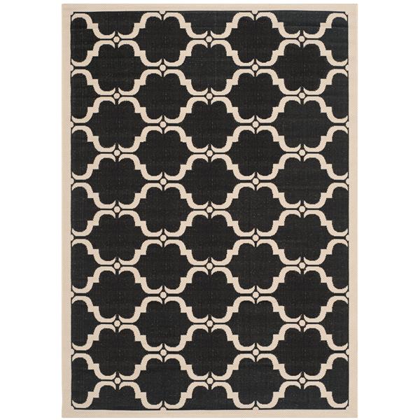 Safavieh Courtyard Rug - 4-ft x 5.6-ft - Polypropylene - Black/Beige