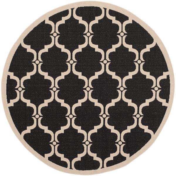 Safavieh Courtyard Rug - 5.3-ft x 5.3-ft - Polypropylene - Black/Beige