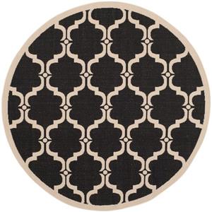 Safavieh Courtyard Rug - 5.3-ft x 5.3-ft - Polypropylene - Black/Beige