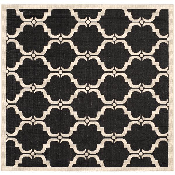 Safavieh Courtyard Rug - 5.3-ft x 5.3-ft - Polypropylene - Black/Beige