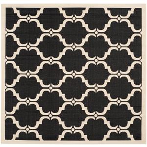 Safavieh Courtyard Rug - 5.3-ft x 5.3-ft - Polypropylene - Black/Beige